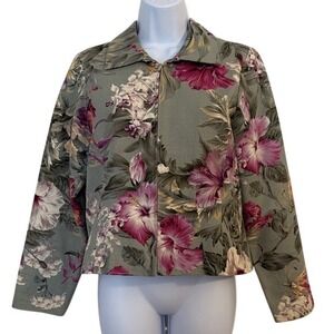 Kaua'iana Hawaii Floral Print Zip Front Jacket Women's Size S VTG
